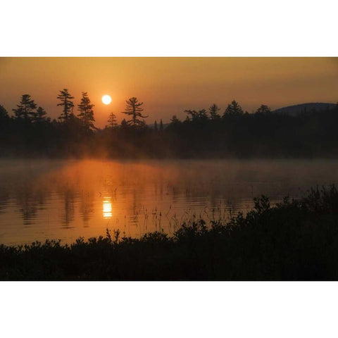 NY, Adirondack Mts Sunrise over Raquette Lake Black Modern Wood Framed Art Print with Double Matting by Rotenberg, Nancy