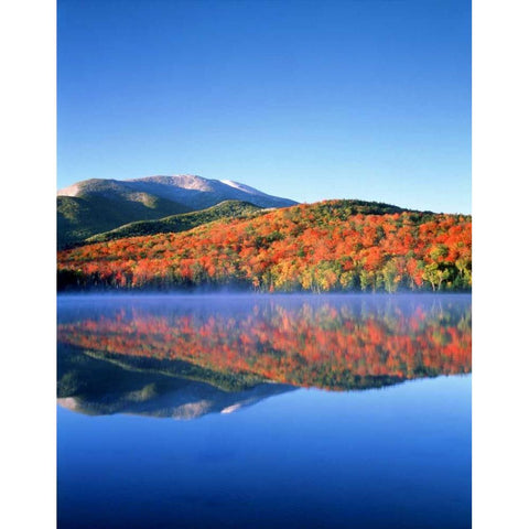 NY, Snowy Algonquin Peak and Heart Lake in fall Black Modern Wood Framed Art Print by Talbot Frank, Christopher