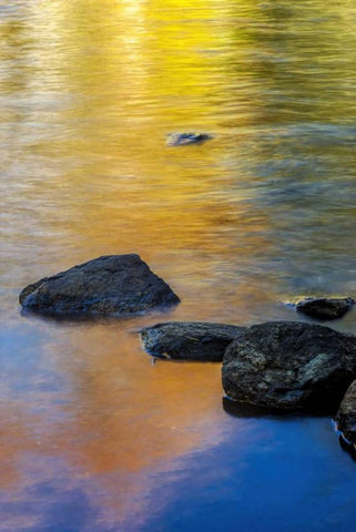 NY, Adirondack Mts Autumn at Buttermilk Falls White Modern Wood Framed Art Print with Double Matting by OBrien, Jay