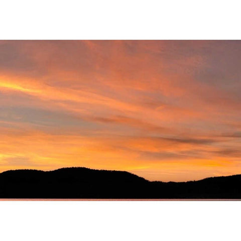 NY, Adirondack Mountains Sunset over mountains White Modern Wood Framed Art Print by OBrien, Jay