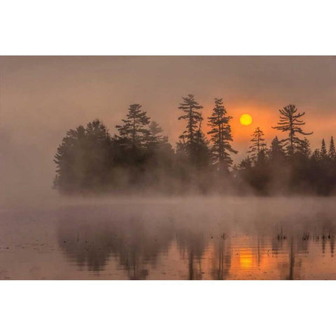 NY, Adirondack Mountains Sunset on Raquette Lake Black Modern Wood Framed Art Print by OBrien, Jay