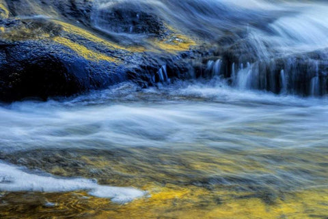 NY, Adirondack Mts Stream at Buttermilk Falls White Modern Wood Framed Art Print with Double Matting by OBrien, Jay