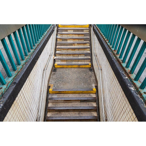 The Bronx-New York-USA Stairs descending to the subway Black Modern Wood Framed Art Print with Double Matting by Wilson, Emily M.