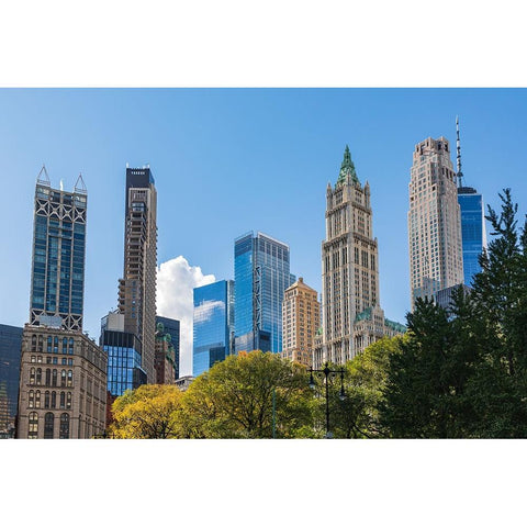 Manhattan-New York-USA Skyscrapers of Lower Manhattan Gold Ornate Wood Framed Art Print with Double Matting by Wilson, Emily M.