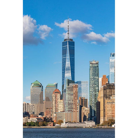 Manhattan-New York-USA One World Trade Center and the Lower Manhattan skyline White Modern Wood Framed Art Print by Wilson, Emily M.