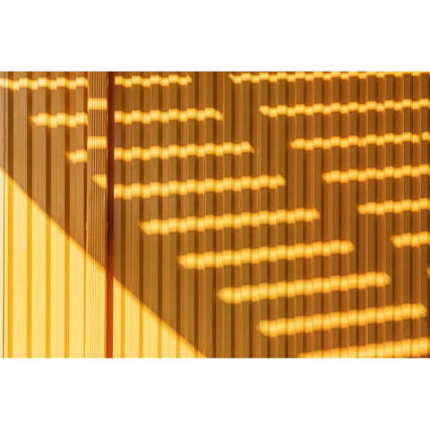 Coney Island-Brooklyn-New York-USA Striped shadows on a yellow building Black Modern Wood Framed Art Print with Double Matting by Wilson, Emily M.