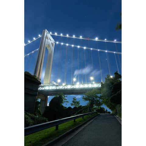 USA-New York The Verrazzano-Narrows Bridge Gold Ornate Wood Framed Art Print with Double Matting by Looney, Hollice