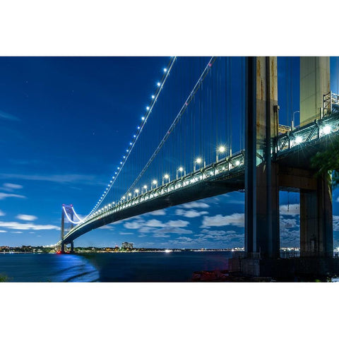 USA-New York The Verrazzano-Narrows Bridge Gold Ornate Wood Framed Art Print with Double Matting by Looney, Hollice