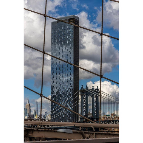 USA-New York The Brooklyn Bridge Black Modern Wood Framed Art Print by Looney, Hollice