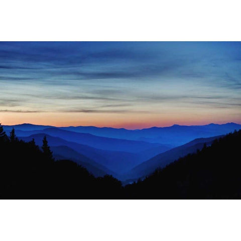 North Carolina Sunrise in the Great Smoky Mts Black Modern Wood Framed Art Print with Double Matting by Flaherty, Dennis