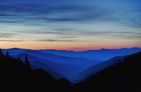 North Carolina Sunrise in the Great Smoky Mts White Modern Wood Framed Art Print with Double Matting by Flaherty, Dennis