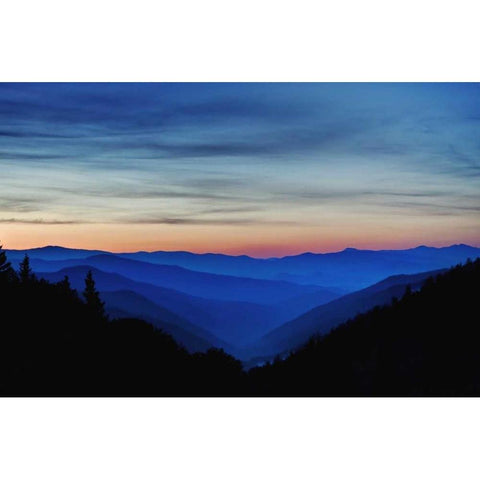 North Carolina Sunrise in the Great Smoky Mts Black Modern Wood Framed Art Print by Flaherty, Dennis
