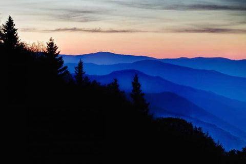 North Carolina Oconaluftee Overlook at sunrise White Modern Wood Framed Art Print with Double Matting by Flaherty, Dennis