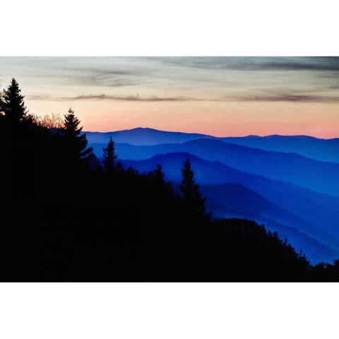 North Carolina Oconaluftee Overlook at sunrise Black Modern Wood Framed Art Print by Flaherty, Dennis