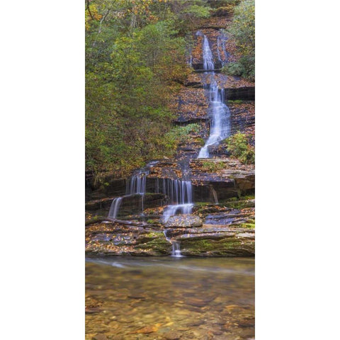 North Carolina, Great Smoky Mts Tom Branch Falls White Modern Wood Framed Art Print by Paulson, Don