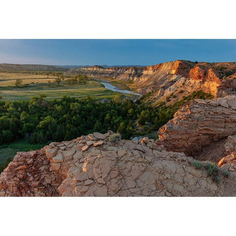 Red Cliffs above the Little Missouri River in the Little Missouri National Grasslands-North Dakota- Black Modern Wood Framed Art Print by Haney, Chuck