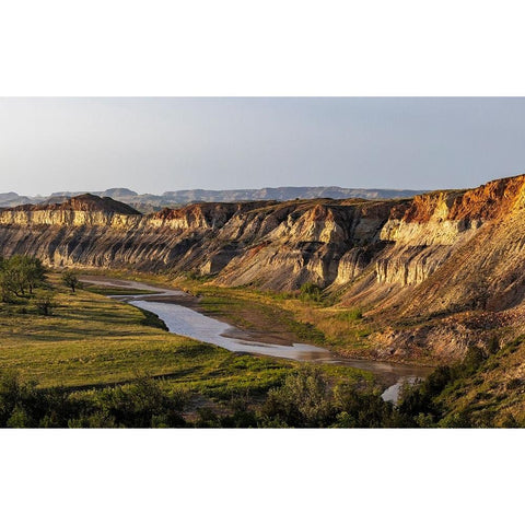 Red Cliffs above the Little Missouri River in the Little Missouri National Grasslands-North Dakota- White Modern Wood Framed Art Print by Haney, Chuck