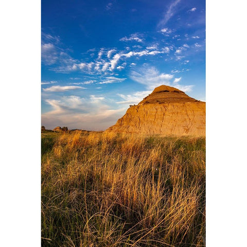 Badlands formations in Theodore Roosevelt National Park-North Dakota-USA White Modern Wood Framed Art Print by Haney, Chuck