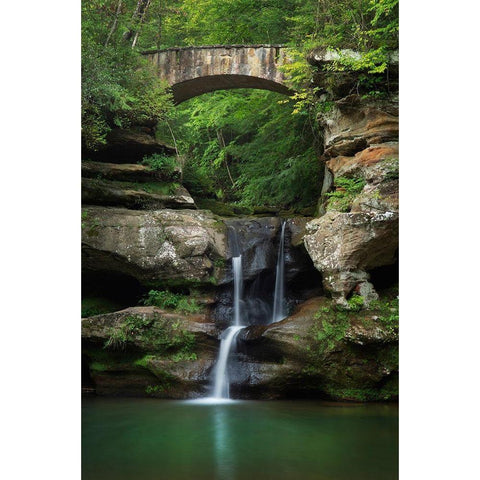 Old Mans Cave Upper Falls-Hocking Hills State Park-Ohio Gold Ornate Wood Framed Art Print with Double Matting by Majchrowicz, Alan