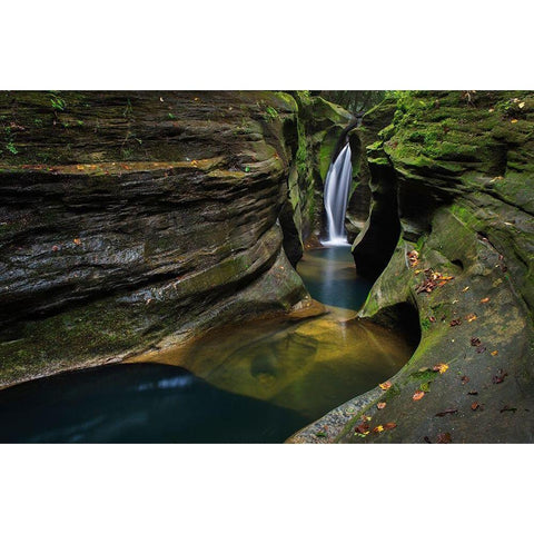 Robinson Falls-also known as Corkscrew Falls-carves through a small gorge of Black Hand Sandstone Black Modern Wood Framed Art Print by Majchrowicz, Alan