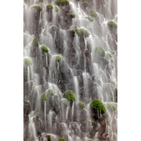 Waterfall close-up-Columbia River Gorge-Oregon Black Modern Wood Framed Art Print by Jones, Adam