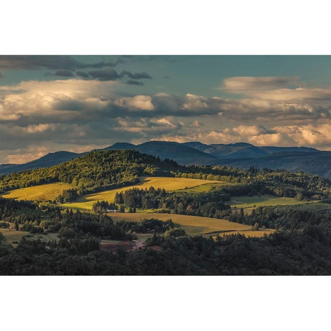 View of Columbia plateau at sunset-Oregon Black Modern Wood Framed Art Print by Jones, Adam