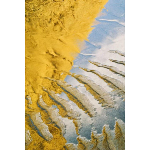 OR, Sand pattern and cloud reflection on beach White Modern Wood Framed Art Print by Rotenberg, Nancy