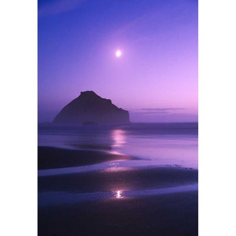 USA, Oregon Moonrise over Face Rock Black Modern Wood Framed Art Print by Rotenberg, Nancy