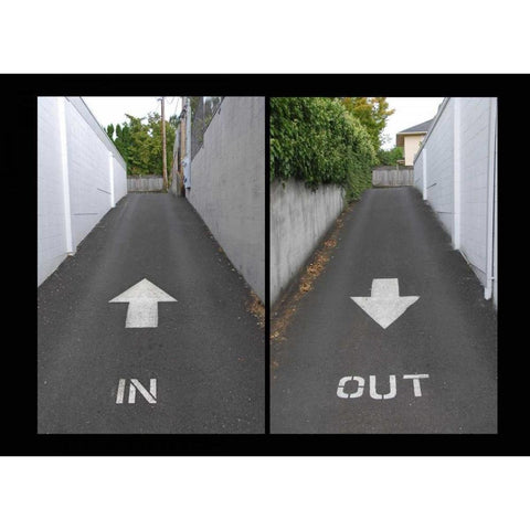 OR, Portland Alley directional arrows Black Modern Wood Framed Art Print by Terrill, Steve