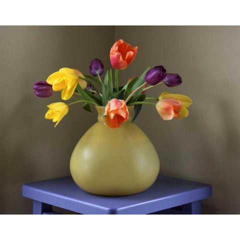 OR, Portland Tulips in antique glass vase Gold Ornate Wood Framed Art Print with Double Matting by Terrill, Steve