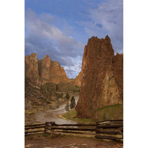 Oregon View of Crooked River in Smith Rock SP Black Modern Wood Framed Art Print with Double Matting by Paulson, Don