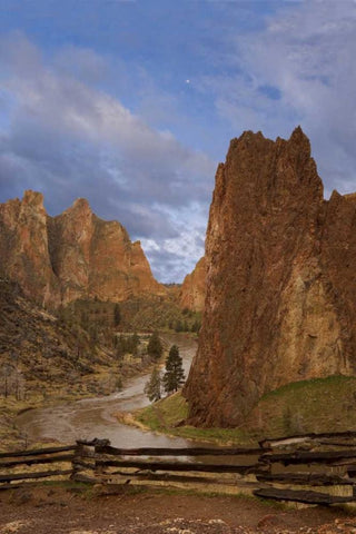 Oregon View of Crooked River in Smith Rock SP White Modern Wood Framed Art Print with Double Matting by Paulson, Don