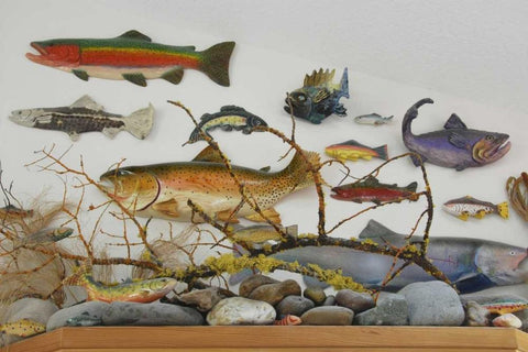OR, Portland Fish displayed on wall of home White Modern Wood Framed Art Print with Double Matting by Terrill, Steve