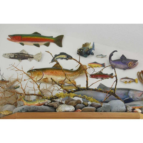 OR, Portland Fish displayed on wall of home Black Modern Wood Framed Art Print by Terrill, Steve