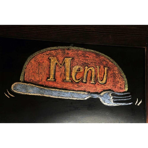 OR, Portland Menu sign at delicatessen Black Modern Wood Framed Art Print by Terrill, Steve