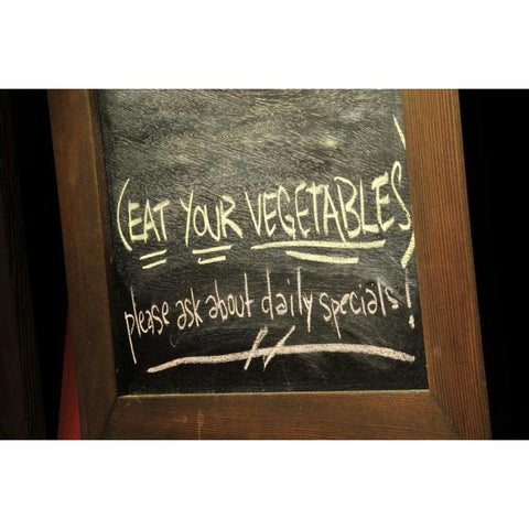 Oregon, Portland Chalkboard sign at delicatessen Black Modern Wood Framed Art Print by Terrill, Steve