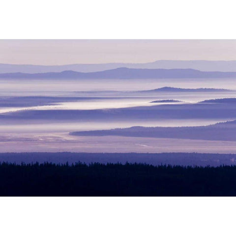 OR, Crater Lake NP Purple haze hangs over valley Gold Ornate Wood Framed Art Print with Double Matting by Paulson, Don