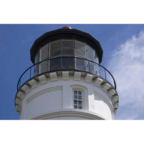 OR, Winchester Bay Umpqua River Lighthouse Black Modern Wood Framed Art Print with Double Matting by Kaveney, Wendy