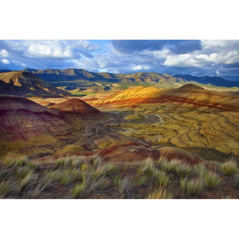 OR, John Day Fossil Beds NM, Painted Hills Unit White Modern Wood Framed Art Print by Carter, Jean