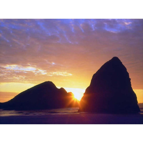 Oregon, Sunset over Gold Beach on the Coast Black Modern Wood Framed Art Print with Double Matting by Talbot Frank, Christopher