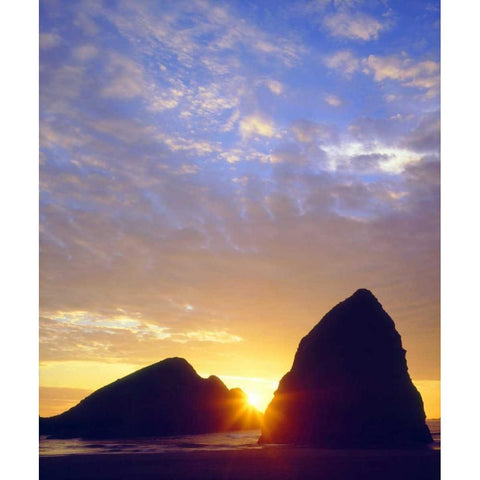 Oregon, Sunset over Gold Beach on the Coast Black Modern Wood Framed Art Print by Talbot Frank, Christopher