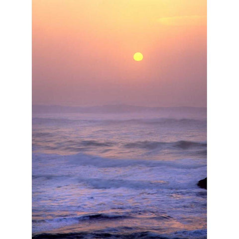 USA, Oregon Sun setting over the Pacific Ocean Black Modern Wood Framed Art Print by Terrill, Steve