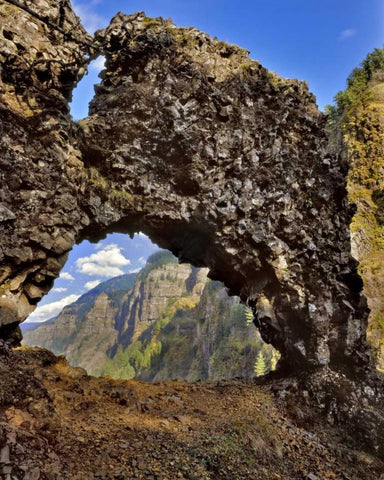 OR, Rock of Ages Arch in Columbia River Gorge NSA Black Ornate Wood Framed Art Print with Double Matting by Terrill, Steve