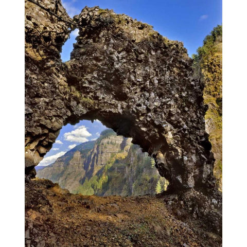 OR, Rock of Ages Arch in Columbia River Gorge NSA White Modern Wood Framed Art Print by Terrill, Steve
