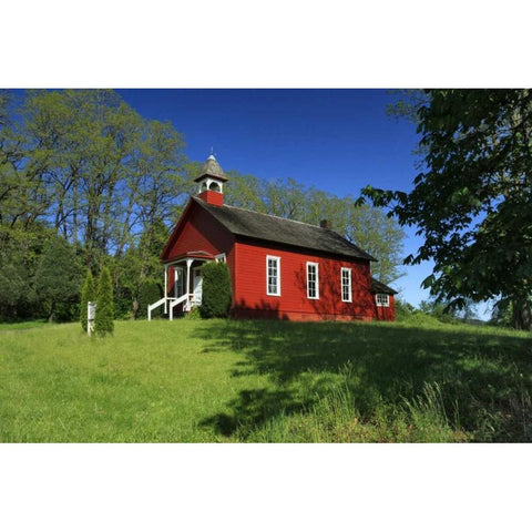 Oregon, Viola Traditional one-room schoolhouse Black Modern Wood Framed Art Print with Double Matting by Terrill, Steve