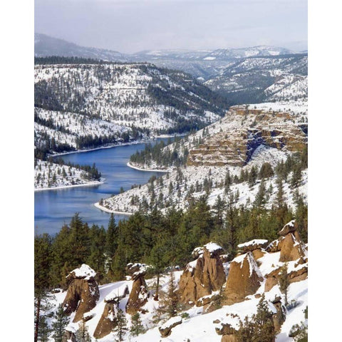 OR, Jefferson Co, Scenic of The Balancing Rocks White Modern Wood Framed Art Print by Terrill, Steve
