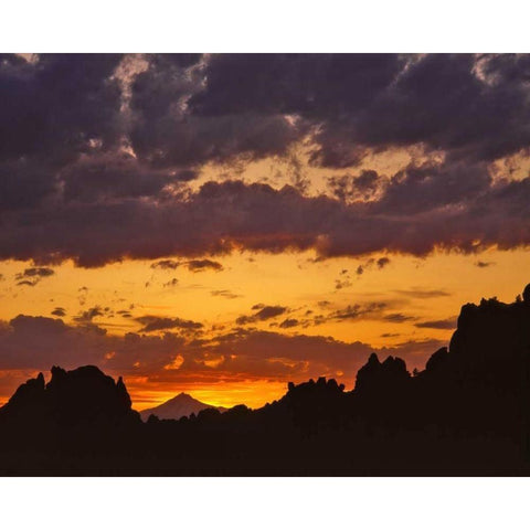 OR, Jefferson Co, Mt Jefferson and Smith Rock Gold Ornate Wood Framed Art Print with Double Matting by Terrill, Steve