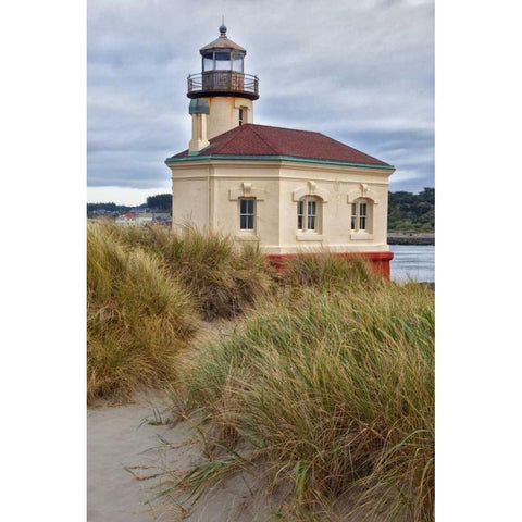 Oregon, Bandon Coquille River Lighthouse Black Modern Wood Framed Art Print by Carter, Jean