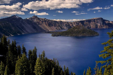 Oregon, Crater Lake NP Spring landscape of lake Black Ornate Wood Framed Art Print with Double Matting by OBrien, Jay