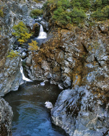 Oregon Stair Creek Falls along the Rogue River White Modern Wood Framed Art Print with Double Matting by Terrill, Steve